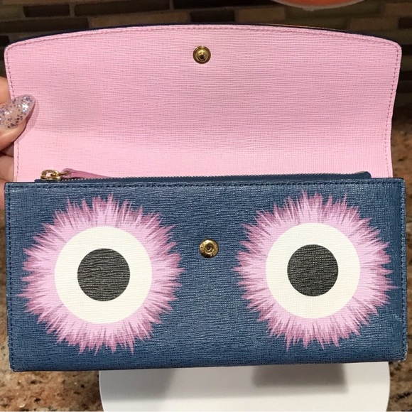 FENDI Vitello Elite Crystal Eye Monster Continental Wallet - Picture 13 of 13